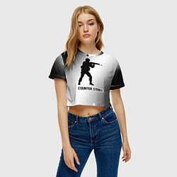 Футболка 3D укороченная женская Counter Strike glitch на светлом фоне, цвет: 3D-принт — фото 2