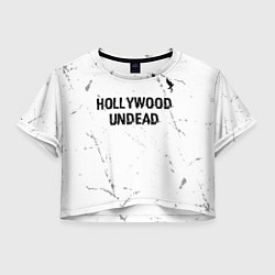 Футболка 3D укороченная женская Hollywood Undead glitch на светлом фоне посередине, цвет: 3D-принт