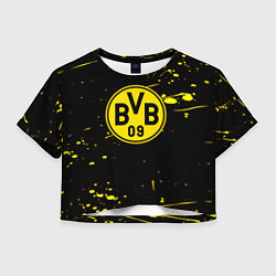 Футболка 3D укороченная женская Borussia yellow splash, цвет: 3D-принт