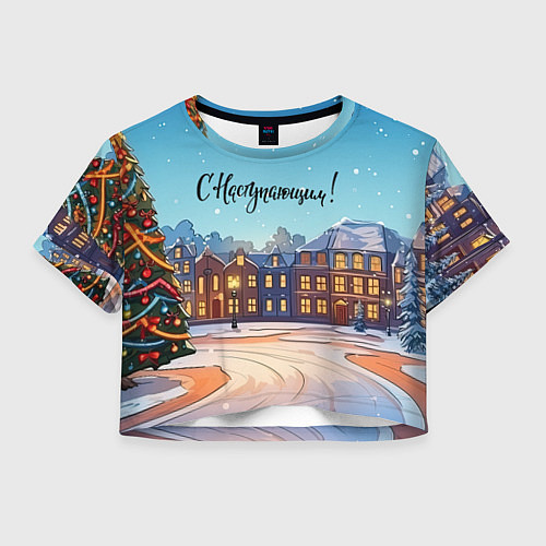 Женский топ С наступающим новогодний город / 3D-принт – фото 1