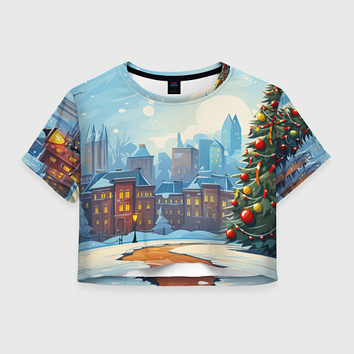 Женский топ Новогодний город / 3D-принт – фото 1
