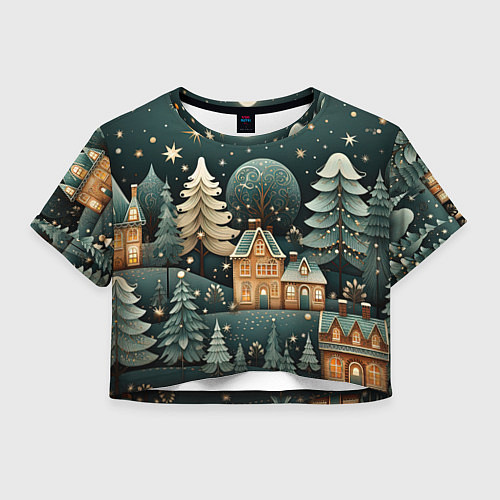 Женский топ Снежная деревня в праздничном наряде / 3D-принт – фото 1