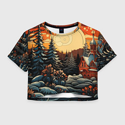 Футболка 3D укороченная женская Волшебная роспись, цвет: 3D-принт