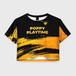 Футболка 3D укороченная женская Poppy Playtime - gold gradient посередине, цвет: 3D-принт