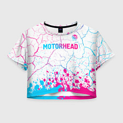 Футболка 3D укороченная женская Motorhead neon gradient style посередине, цвет: 3D-принт