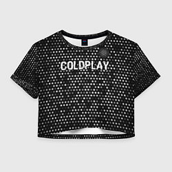 Футболка 3D укороченная женская Coldplay glitch на темном фоне посередине, цвет: 3D-принт