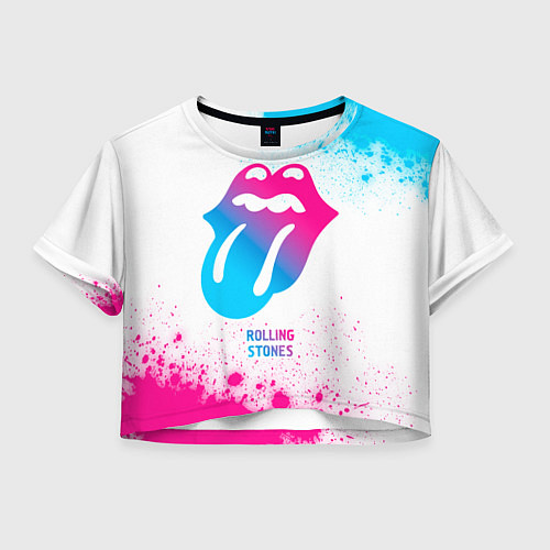 Женский топ Rolling Stones neon gradient style / 3D-принт – фото 1