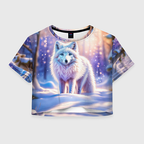Женский топ Заснеженный зимний пейзаж с песцом / 3D-принт – фото 1