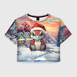 Футболка 3D укороченная женская Дракоша 2024 новогодний символ года, цвет: 3D-принт
