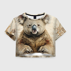 Футболка 3D укороченная женская Коала в стиле диаграмм Давинчи, цвет: 3D-принт