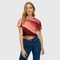 Футболка 3D укороченная женская Нежная персиковая абстракция, цвет: 3D-принт — фото 2