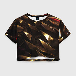 Футболка 3D укороченная женская Золотые камни абстракт, цвет: 3D-принт