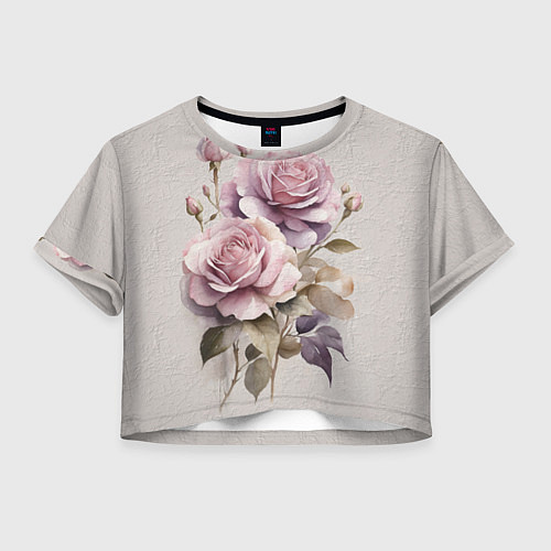 Женский топ Нежные розовые розы на стене / 3D-принт – фото 1