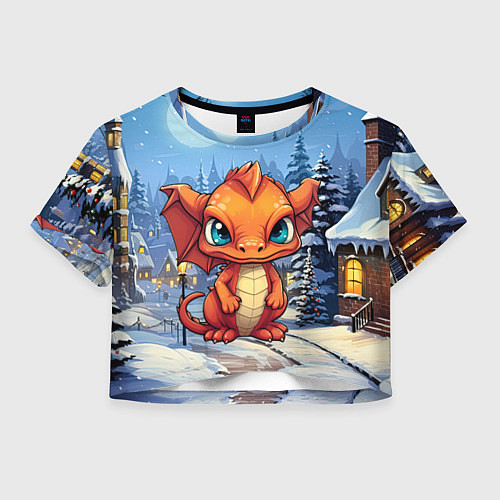 Женский топ Новогодний оранжевый дракон / 3D-принт – фото 1