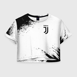 Футболка 3D укороченная женская Juventus sport color black, цвет: 3D-принт