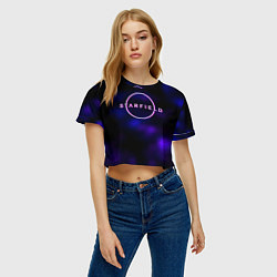 Футболка 3D укороченная женская Starfield тёмное небо из игры, цвет: 3D-принт — фото 2