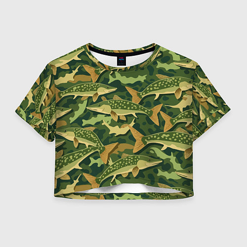 Женский топ Камуфляж рыболова - рыба щука / 3D-принт – фото 1