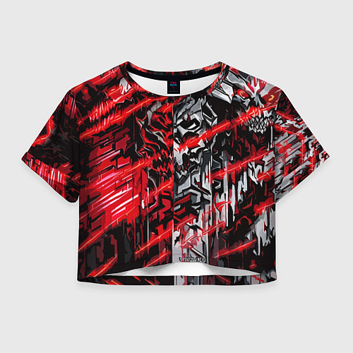 Женский топ Железный череп и красные линии / 3D-принт – фото 1