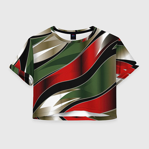 Женский топ Красные зеленые белые полосы абстракции / 3D-принт – фото 1