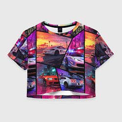 Футболка 3D укороченная женская GTA style cars, цвет: 3D-принт