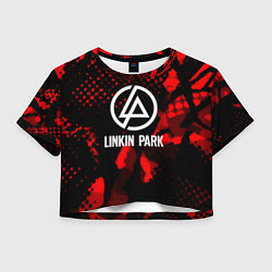 Футболка 3D укороченная женская Linkin park краски текстуры, цвет: 3D-принт