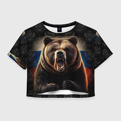 Женский топ Агрессивный медведь России патриот / 3D-принт – фото 1