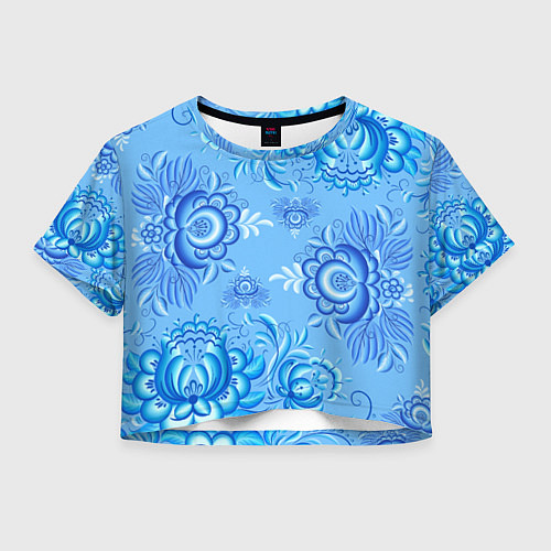 Женский топ Цветы и узоры гжель / 3D-принт – фото 1