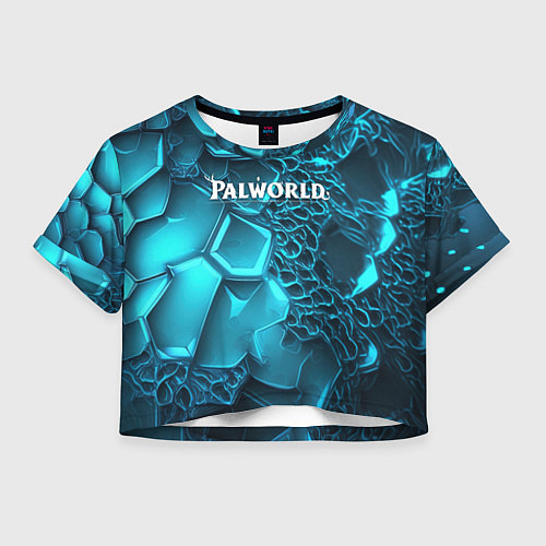 Женский топ Palworld логотип на ярких синих неоновых плитах / 3D-принт – фото 1