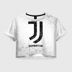 Футболка 3D укороченная женская Juventus с потертостями на светлом фоне, цвет: 3D-принт
