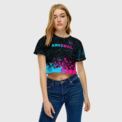 Футболка 3D укороченная женская Arsenal - neon gradient посередине, цвет: 3D-принт — фото 2