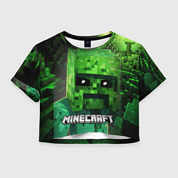 Футболка 3D укороченная женская Minecraft персонаж большой зеленый монстр, цвет: 3D-принт