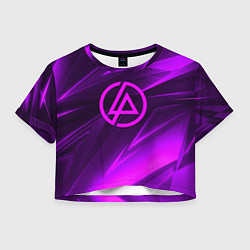 Футболка 3D укороченная женская Linkin park neon stripes logo, цвет: 3D-принт