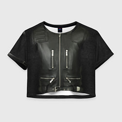 Футболка 3D укороченная женская Terminator first - leather jacket, цвет: 3D-принт