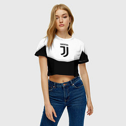 Футболка 3D укороченная женская Juventus black geometry sport, цвет: 3D-принт — фото 2