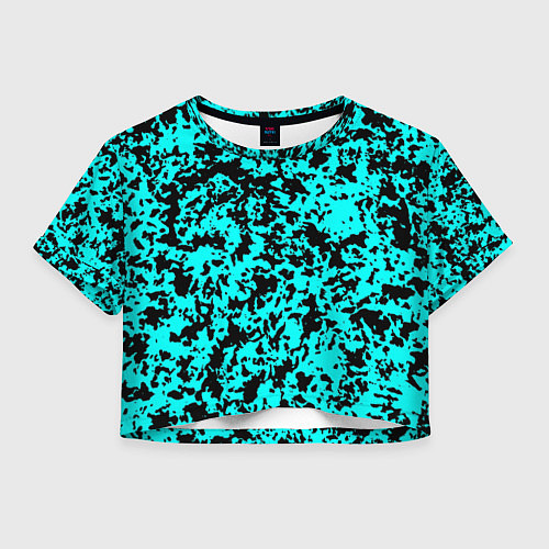 Женский топ Пятнистый яркий чёрно-голубой / 3D-принт – фото 1