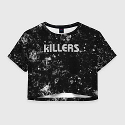 Футболка 3D укороченная женская The Killers black ice, цвет: 3D-принт