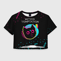 Футболка 3D укороченная женская Within Temptation - rock star cat, цвет: 3D-принт