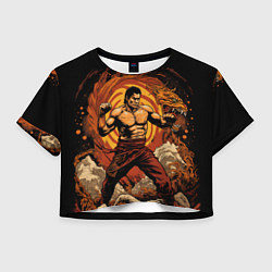 Футболка 3D укороченная женская Муай тай боец в стойке, цвет: 3D-принт