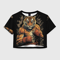 Футболка 3D укороченная женская Муай-Тай тигр боевые искусства, цвет: 3D-принт
