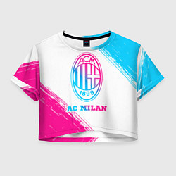 Футболка 3D укороченная женская AC Milan neon gradient style, цвет: 3D-принт