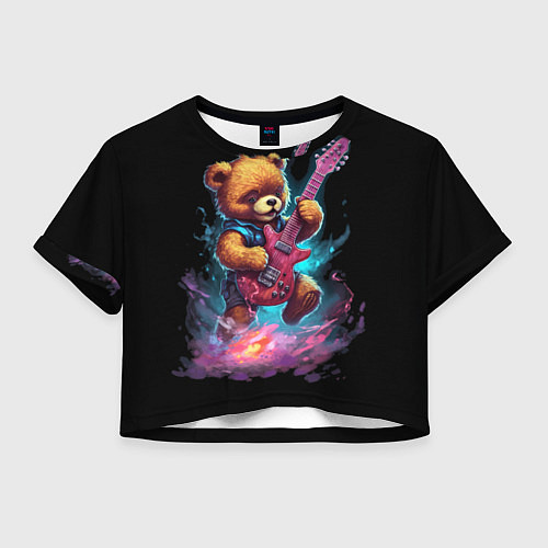 Женский топ Большой плюшевый медведь играет на гитаре / 3D-принт – фото 1