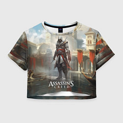 Футболка 3D укороченная женская Assassins creed game poster, цвет: 3D-принт
