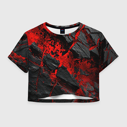 Женский топ Красные разломы черных камней / 3D-принт – фото 1