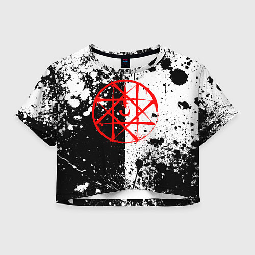 Женский топ Стальной алхимик - брызги черно-белые / 3D-принт – фото 1