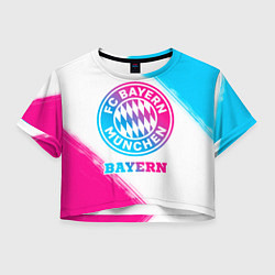 Футболка 3D укороченная женская Bayern neon gradient style, цвет: 3D-принт
