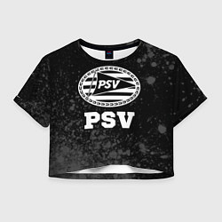 Футболка 3D укороченная женская PSV sport на темном фоне, цвет: 3D-принт