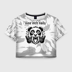 Футболка 3D укороченная женская Nine Inch Nails рок панда на светлом фоне, цвет: 3D-принт