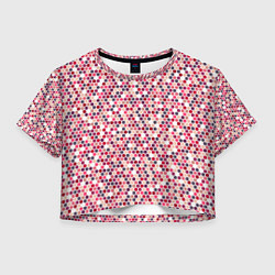Футболка 3D укороченная женская Паттерн соты розовый, цвет: 3D-принт