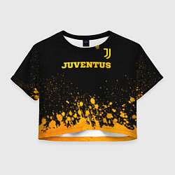 Футболка 3D укороченная женская Juventus - gold gradient посередине, цвет: 3D-принт