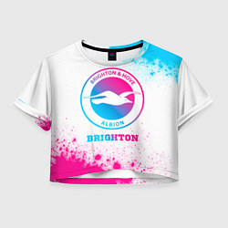 Футболка 3D укороченная женская Brighton neon gradient style, цвет: 3D-принт